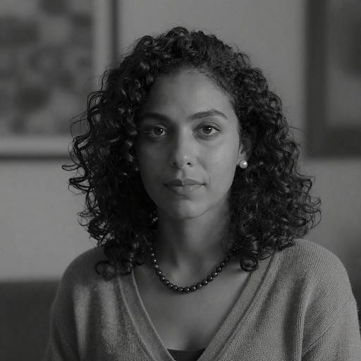 Black and White Portrait of Woman with Curly Hair