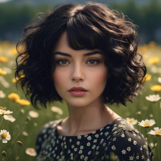 Elegant European Woman in Flowering Meadow