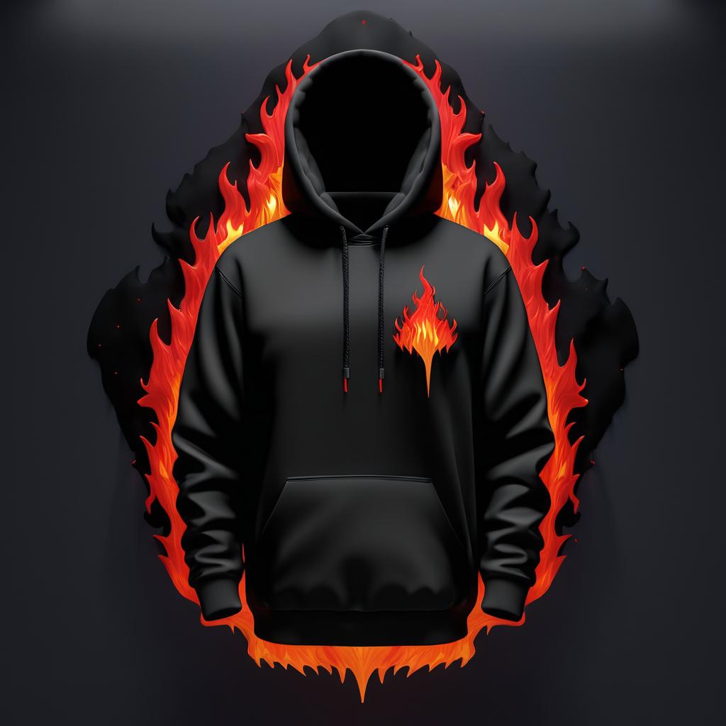 Stylish 3D Red and Black Flame Hoodie