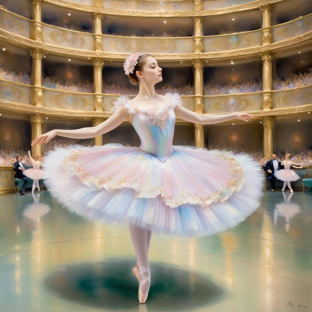 Elegant Ballerina in Grand Theater Scene