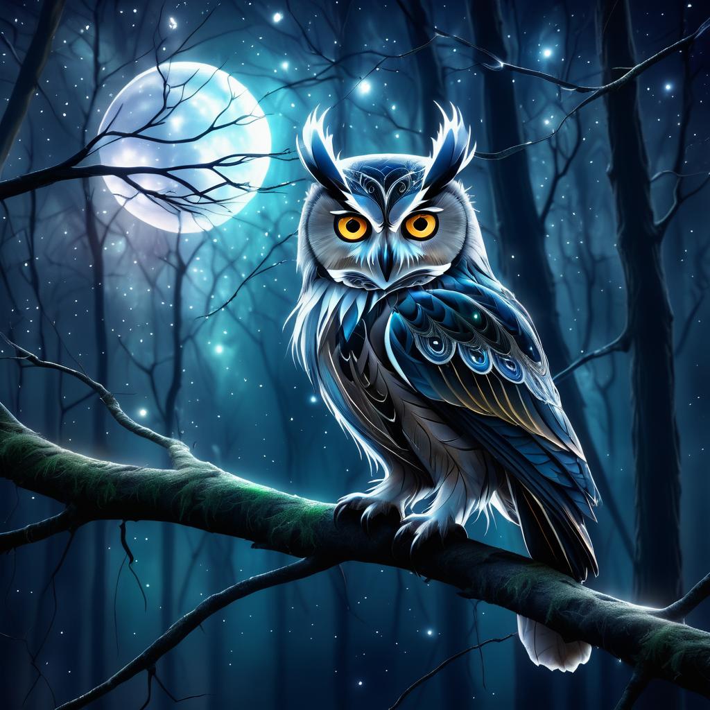 Mystical Owl in Enchanted Forest