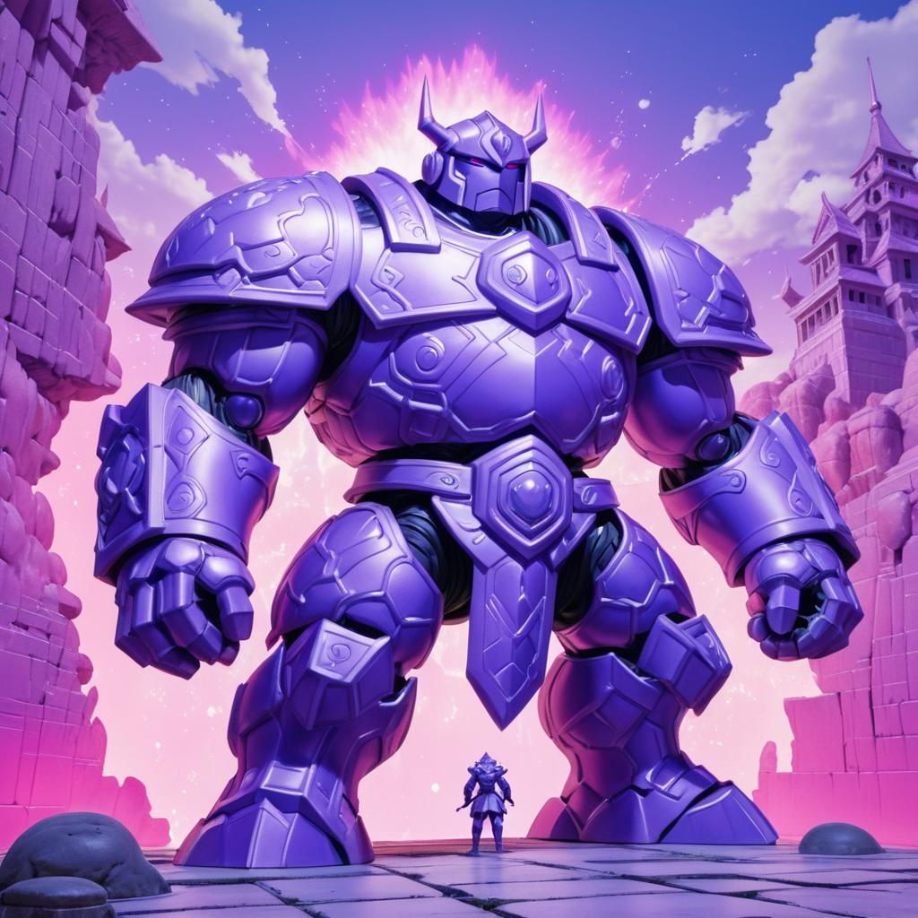 Vibrant Golem Guardian in Comic Style