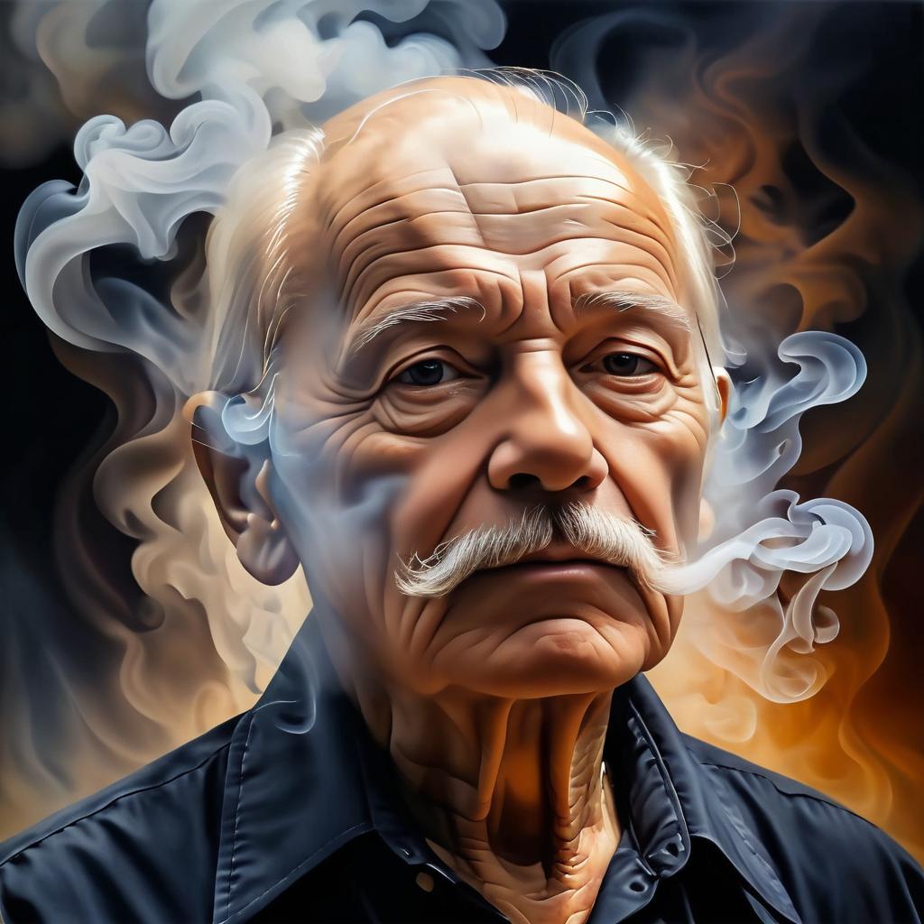 Surreal Smoke Portrait of an Elderly Man