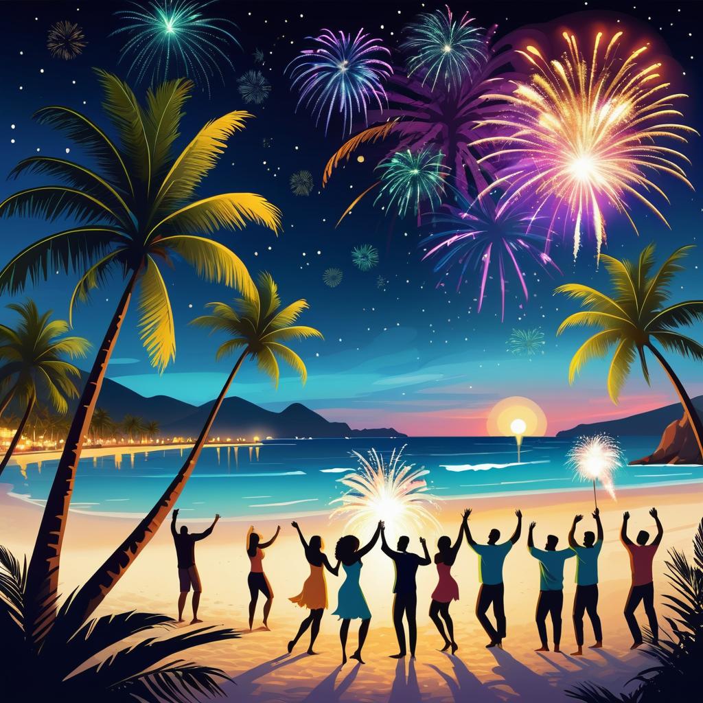 New Year's Tropical Beach Party Celebration