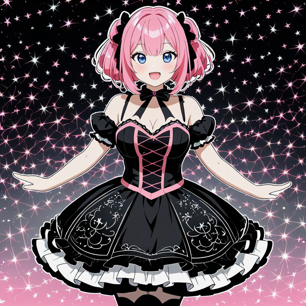 Anime-Inspired Idol Singer in Gothic Style