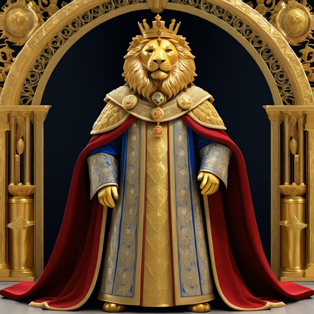 Regal Anthropomorphic Lion King Illustration