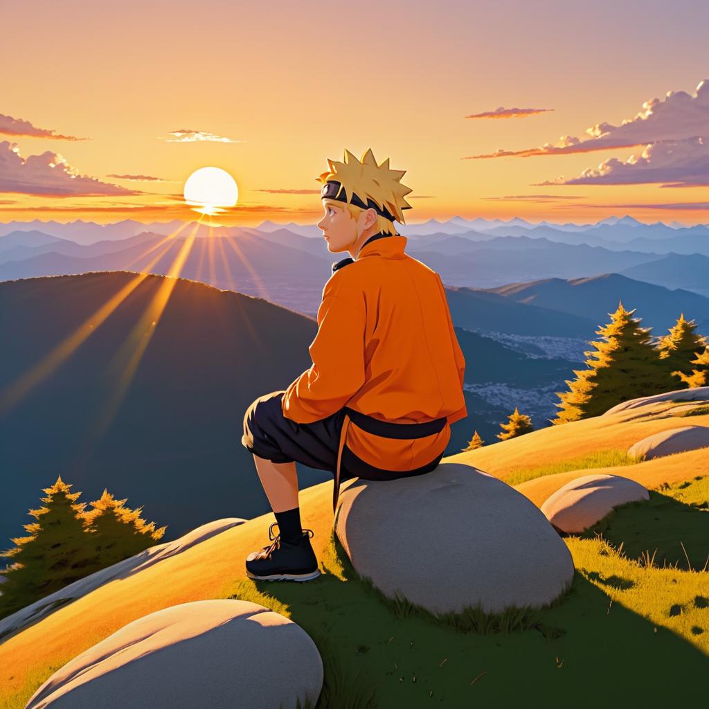 Naruto's Playful Sunset Adventure