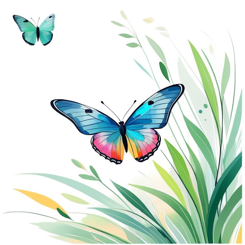 Vibrant Minimalistic Butterfly Landscape Art