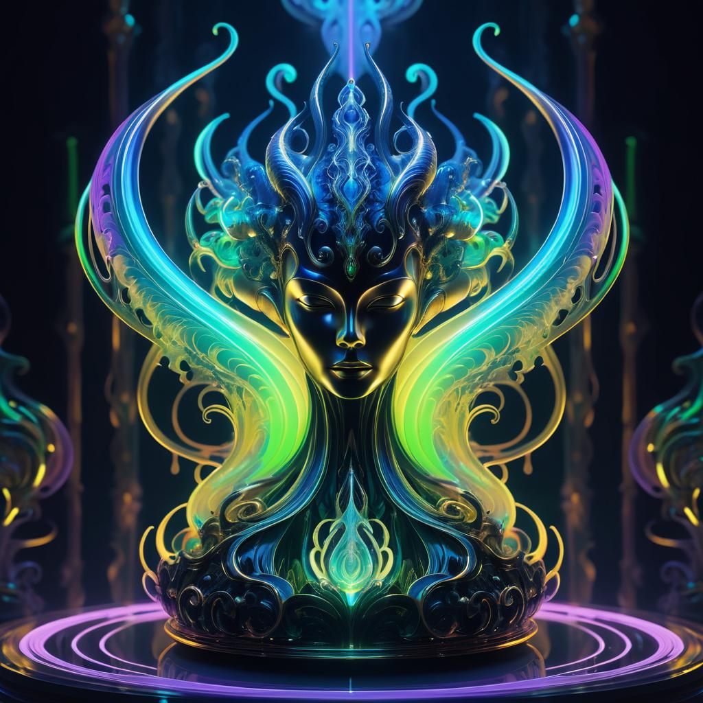 Vibrant Crystal Alien Art Nouveau