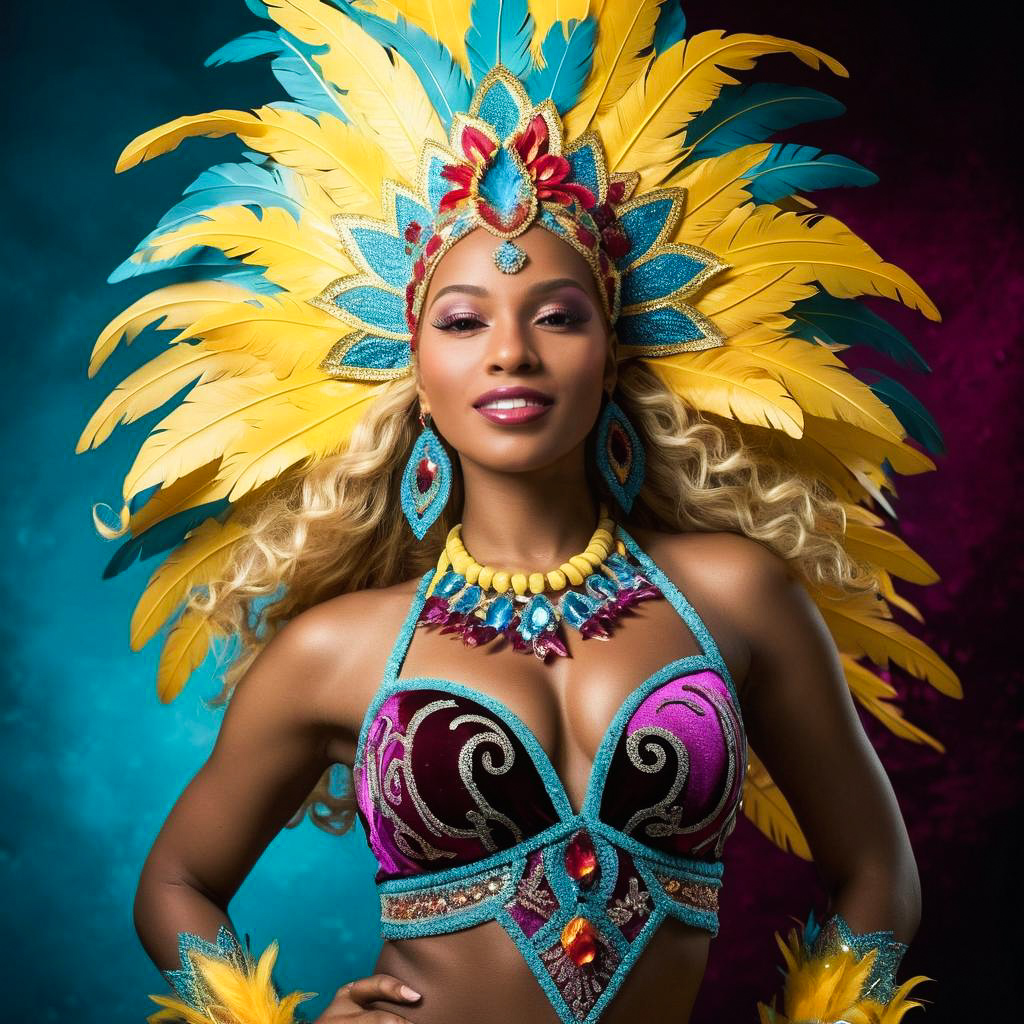 Vibrant Caribbean Carnival Celebration Portrait