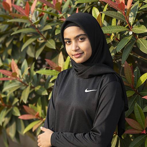 Young Woman in Black Hijab Outdoors