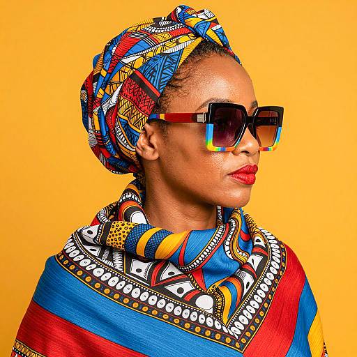 Vibrant Fashion Portrait with Headwrap