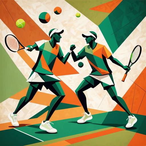 Dynamic Cubism Tennis Players in Action