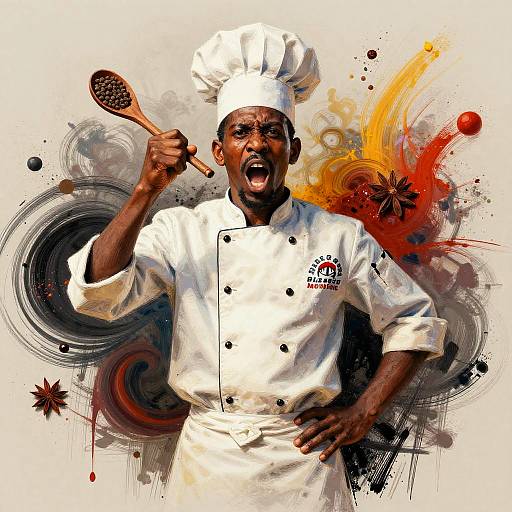 Basquiat-Style Passionate Chef Portrait With Spices
