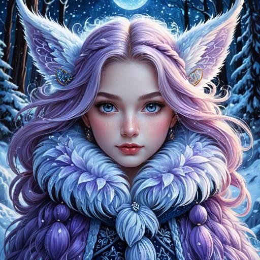 Enchanting Frost Fairy in Snowy Forest Enchanting Frost Fairy in Snowy Forest