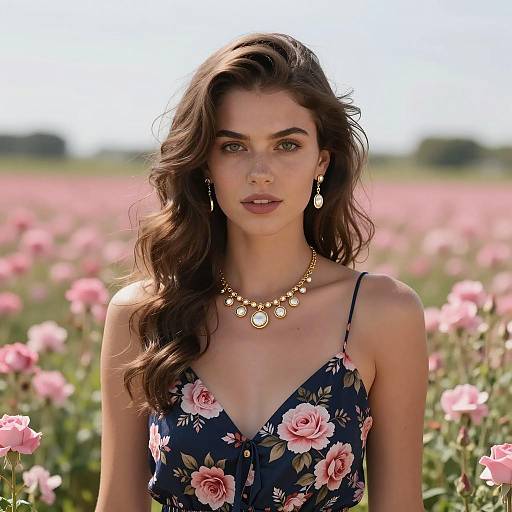 Radiant Young Woman in Floral Field