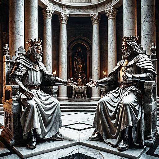 Marble Statues of Medieval Kings in Throne Hall
