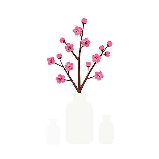Minimalist Cherry Blossom Vase Scene