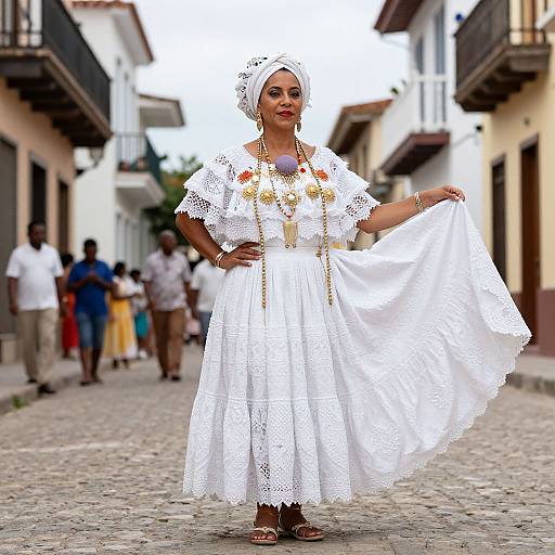 Cuban Woman in Traditional Santeria Attire