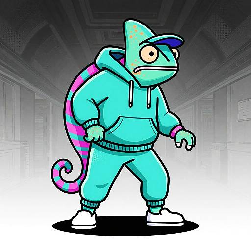 Neon Chameleon DJ in Subway