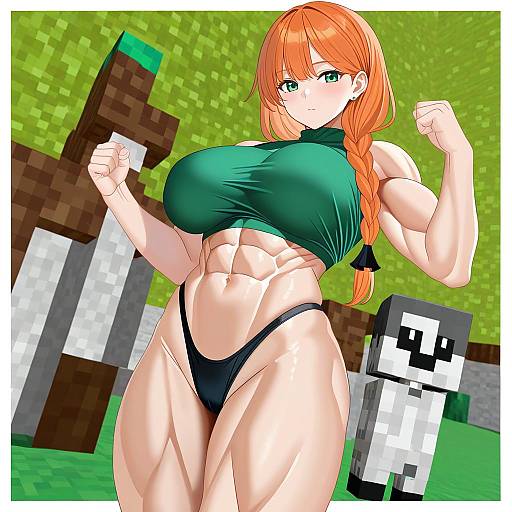 Illustration of Alex (minecraft), minecraft in the style of Tnr (horiko1525)