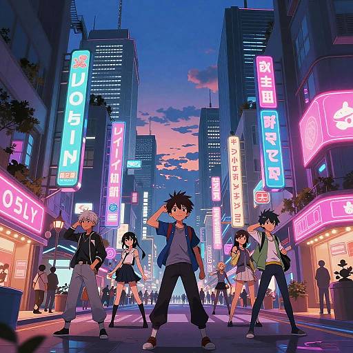 Vibrant Anime Futuristic Cityscape