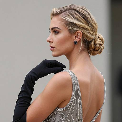 Elegant Blonde Woman in Profile Portrait