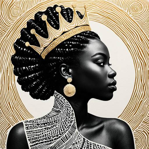 African Woman with Golden Crown Illustration