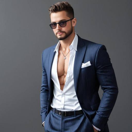 Stylish man in blue suit and sunglasses