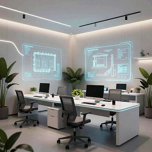 Futuristic AI-Powered Living Workspace Design
