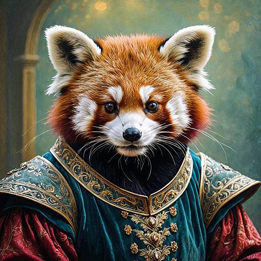 Anthropomorphic Red Panda in Renaissance Doublet