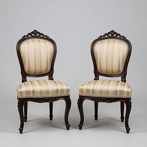Victorian Dining Chairs with Striped Upholstery