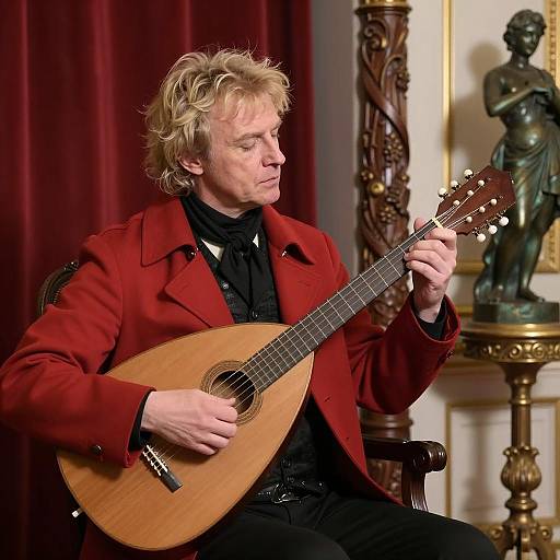 Focused Musician in Ornate Room