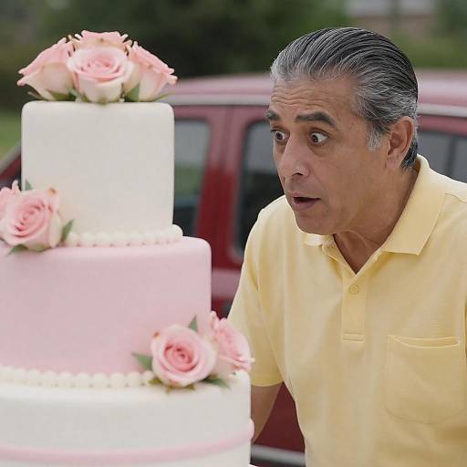 Surprised Man with Stunning Cake