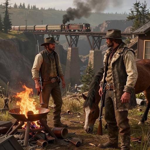 Cinematic Western Campfire Scene