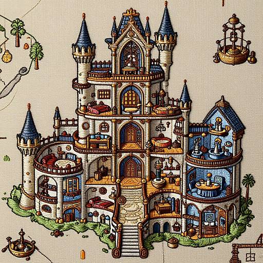 Steampunk Castle DND Embroidery Map