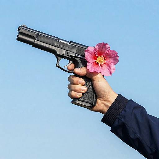 Pink Flower and Gun Portrait