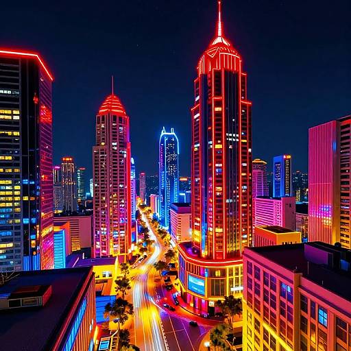 Neon Futuristic Cityscape at Night