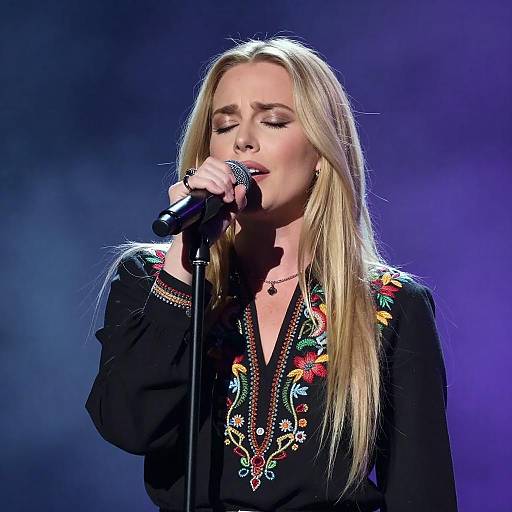 Blonde Singer Performing on Stage