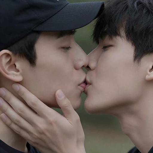 Intimate Moment of Two Men Kissing