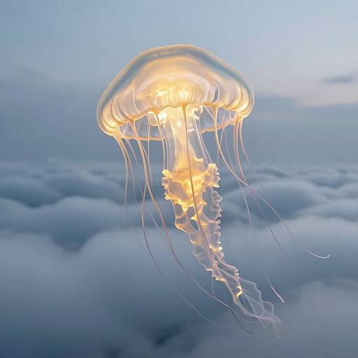 Ethereal Jellyfish Above Clouds