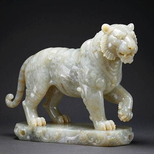 Realistic Jade White Tiger Sculpture