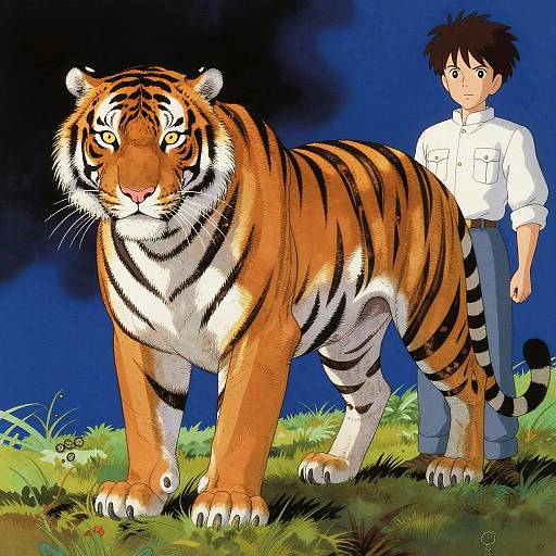 Retro-Futuristic Tiger Illustration