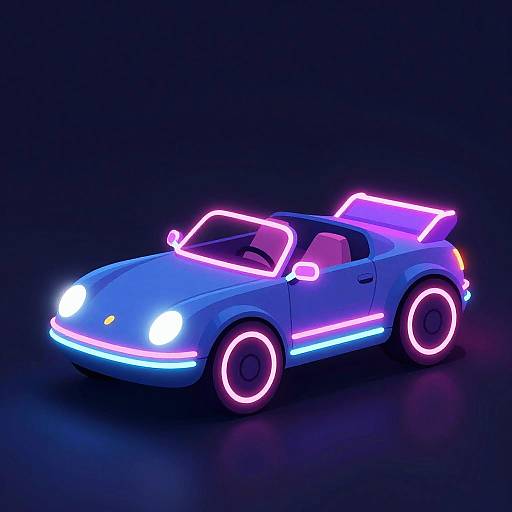 Minimalist Neon Retro-Futuristic Hovercar