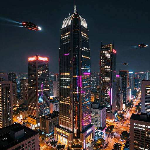 Futuristic Neon Cityscape at Night