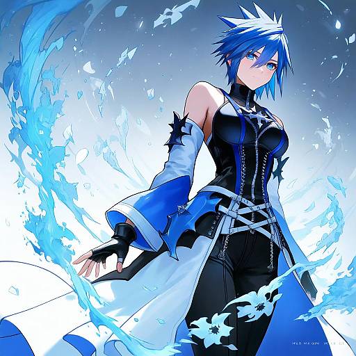 Illustration of Aqua (kingdom hearts), kingdom hearts in the style of Ryu (ryu's form site)