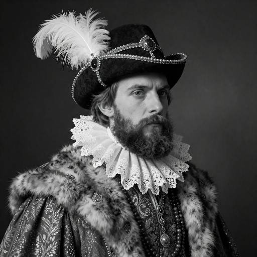 Regal Bearded Man in Ornate Attire