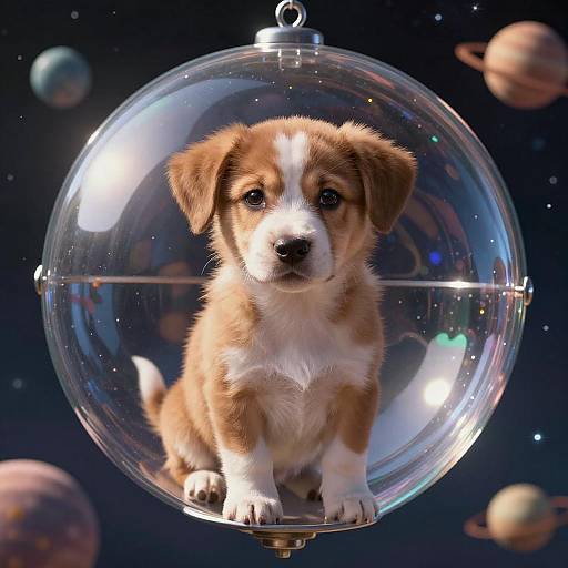 Cosmic Puppy in a Floating Sphere