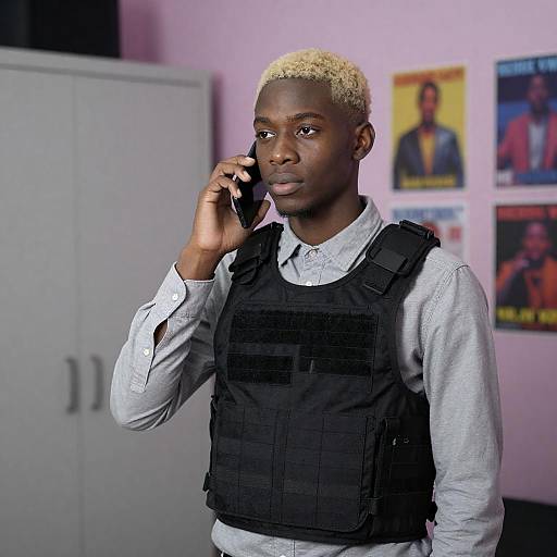Young Man with Blonde Hair Indoors