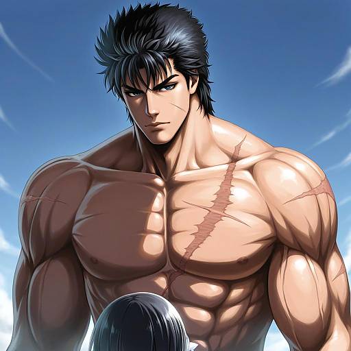 Illustration of Kenshiro, hokuto no ken in the style of Natsuya (kuttuki)